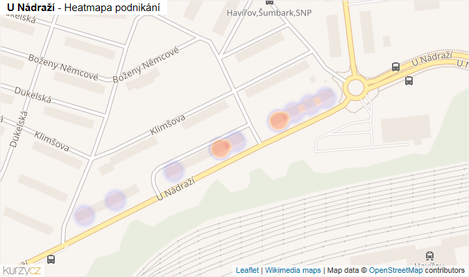 Mapa U Nádraží - Firmy v ulici.