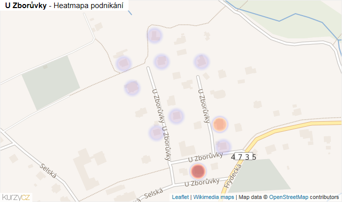 Mapa U Zborůvky - Firmy v ulici.