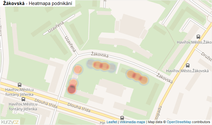 Mapa Žákovská - Firmy v ulici.