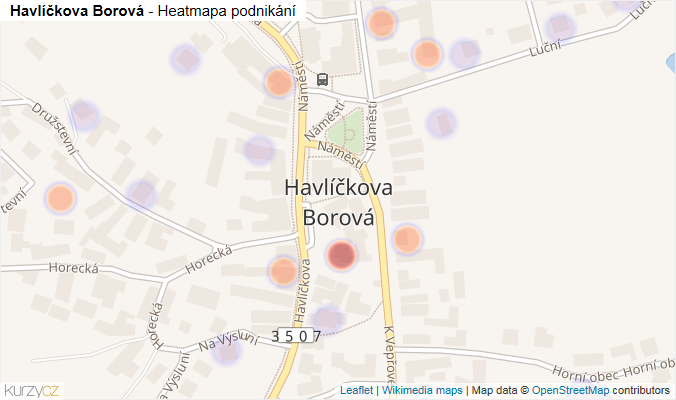 Mapa Havlíčkova Borová - Firmy v části obce.