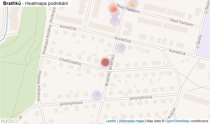 Mapa Bratříků - Firmy v ulici.