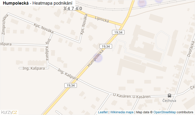 Mapa Humpolecká - Firmy v ulici.