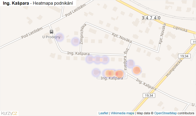 Mapa Ing. Kašpara - Firmy v ulici.