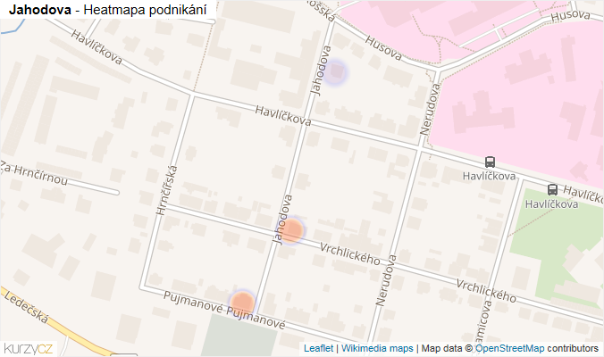 Mapa Jahodova - Firmy v ulici.