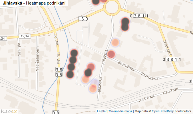 Mapa Jihlavská - Firmy v ulici.