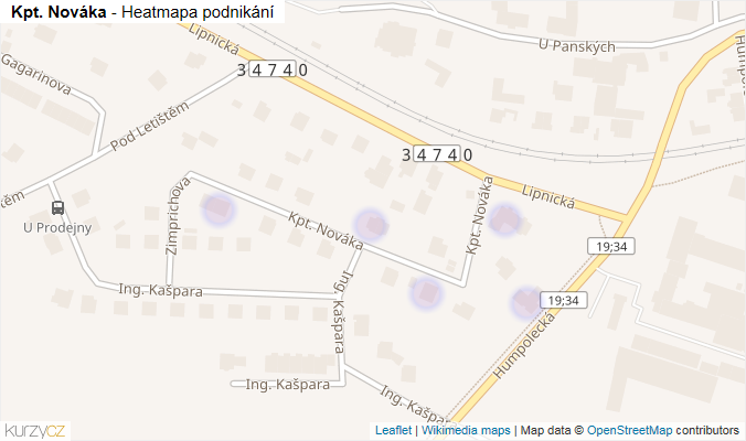 Mapa Kpt. Nováka - Firmy v ulici.