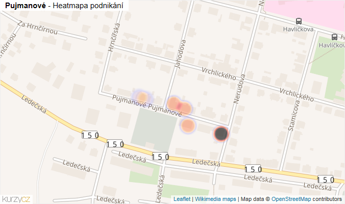 Mapa Pujmanové - Firmy v ulici.