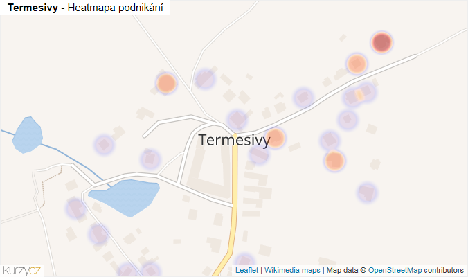 Mapa Termesivy - Firmy v části obce.