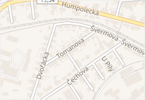 Tomanova v obci Havlíčkův Brod - mapa ulice