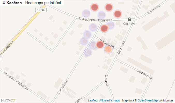 Mapa U Kasáren - Firmy v ulici.