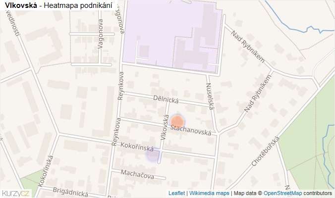 Mapa Vlkovská - Firmy v ulici.