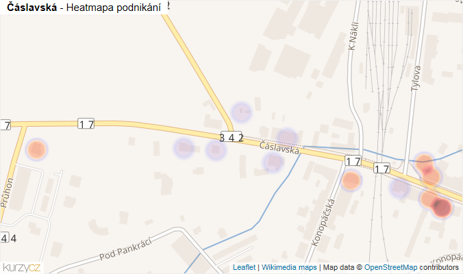 Mapa Čáslavská - Firmy v ulici.