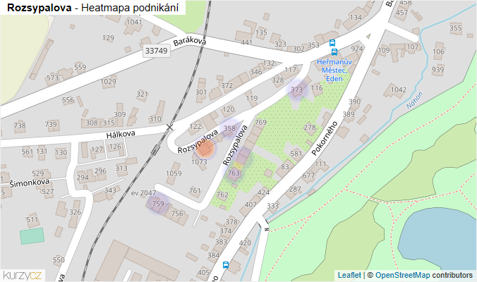 Mapa Rozsypalova - Firmy v ulici.