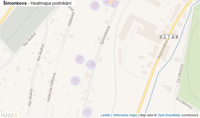 Mapa Šimonkova - Firmy v ulici.