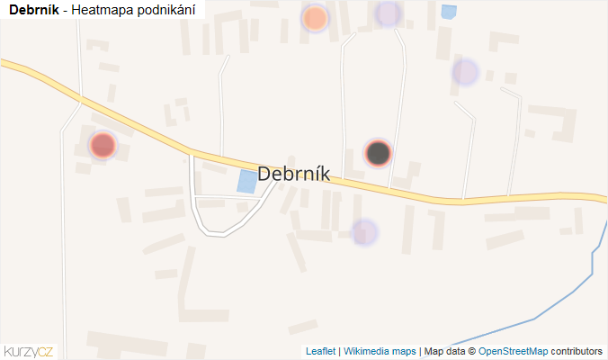 Mapa Debrník - Firmy v části obce.