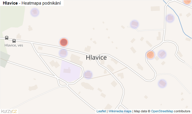 Mapa Hlavice - Firmy v části obce.