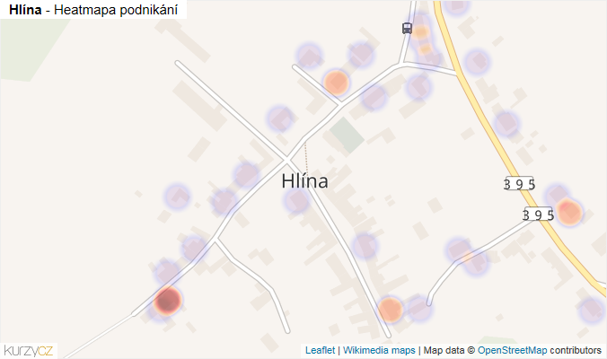 Mapa Hlína - Firmy v části obce.