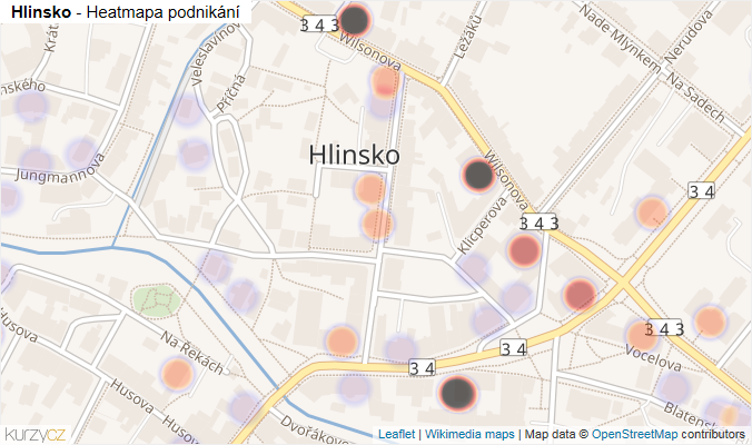 Mapa Hlinsko - Firmy v části obce.