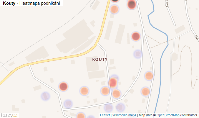 Mapa Kouty - Firmy v části obce.