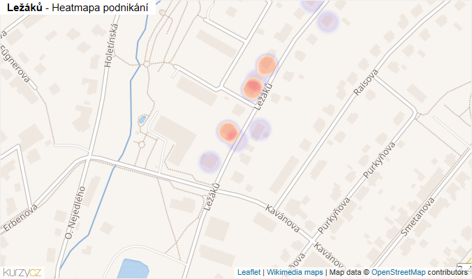 Mapa Ležáků - Firmy v ulici.