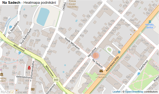 Mapa Na Sadech - Firmy v ulici.