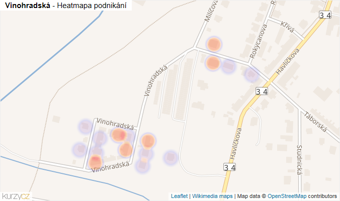 Mapa Vinohradská - Firmy v ulici.