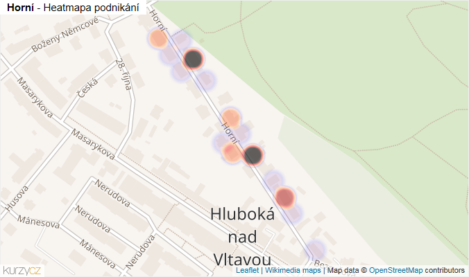 Mapa Horní - Firmy v ulici.
