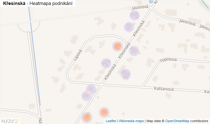 Mapa Křesínská - Firmy v ulici.