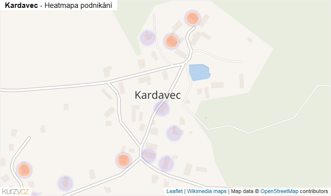 Mapa Kardavec - Firmy v části obce.