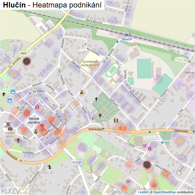 Mapa Hlučín - Firmy v obci.