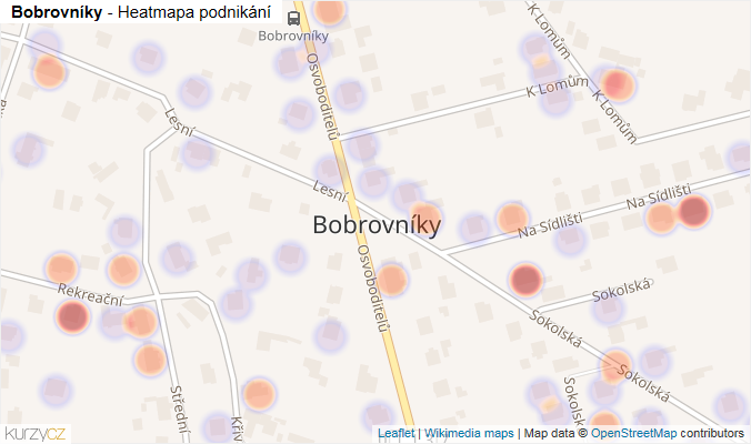 Mapa Bobrovníky - Firmy v části obce.