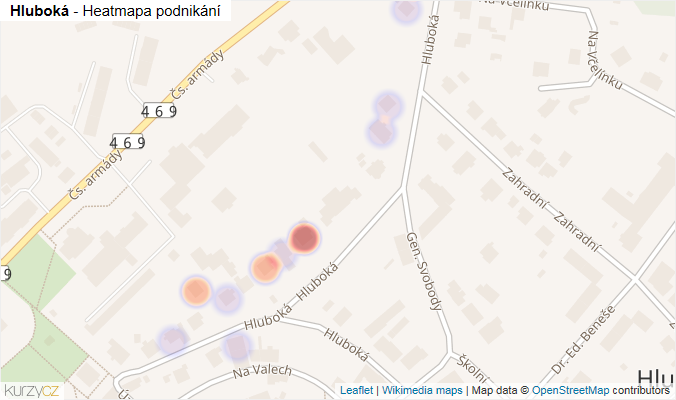 Mapa Hluboká - Firmy v ulici.