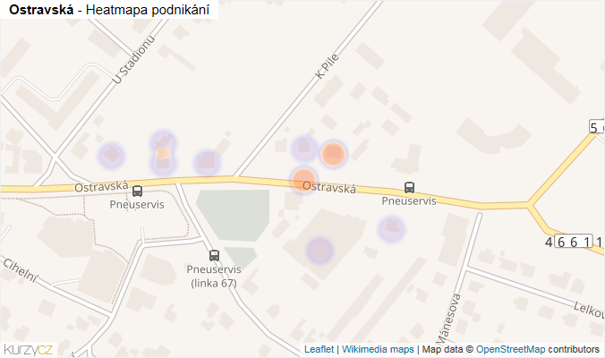 Mapa Ostravská - Firmy v ulici.