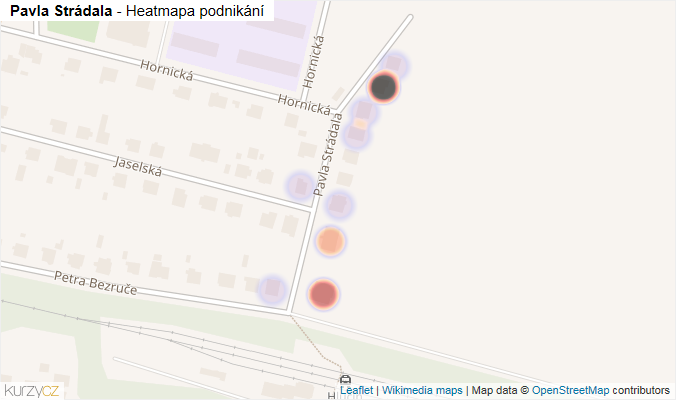 Mapa Pavla Strádala - Firmy v ulici.