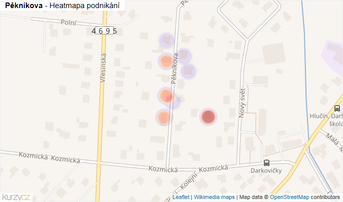 Mapa Pěkníkova - Firmy v ulici.