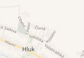 Čtvrtě v obci Hluk - mapa ulice