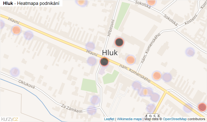 Mapa Hluk - Firmy v části obce.