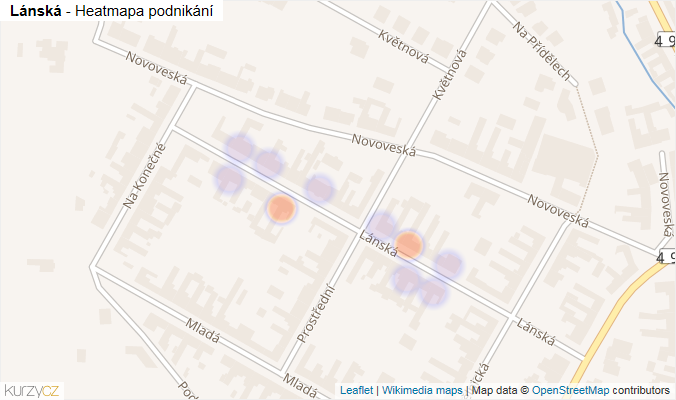Mapa Lánská - Firmy v ulici.