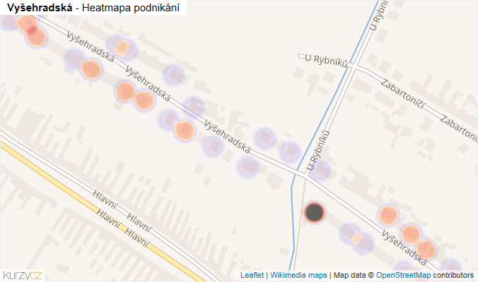 Mapa Vyšehradská - Firmy v ulici.