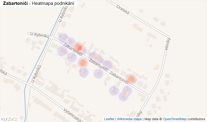 Mapa Zabartoníčí - Firmy v ulici.