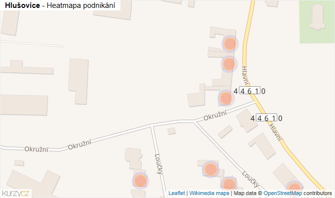 Mapa Hlušovice - Firmy v obci.