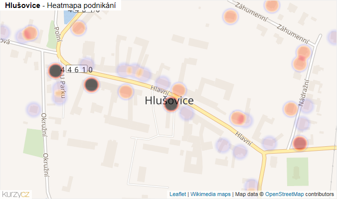 Mapa Hlušovice - Firmy v části obce.