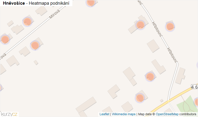 Mapa Hněvošice - Firmy v obci.