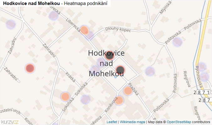 Mapa Hodkovice nad Mohelkou - Firmy v části obce.