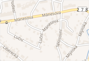Mánesova v obci Hodkovice nad Mohelkou - mapa ulice
