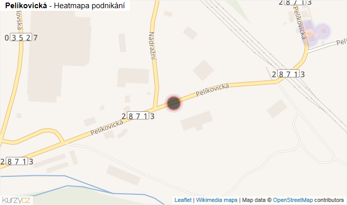 Mapa Pelíkovická - Firmy v ulici.