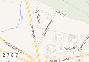 Sametová v obci Hodkovice nad Mohelkou - mapa ulice