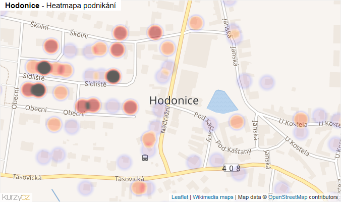Mapa Hodonice - Firmy v části obce.