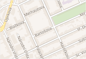 Bartošova v obci Hodonín - mapa ulice