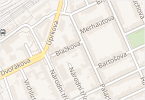 Blažkova v obci Hodonín - mapa ulice